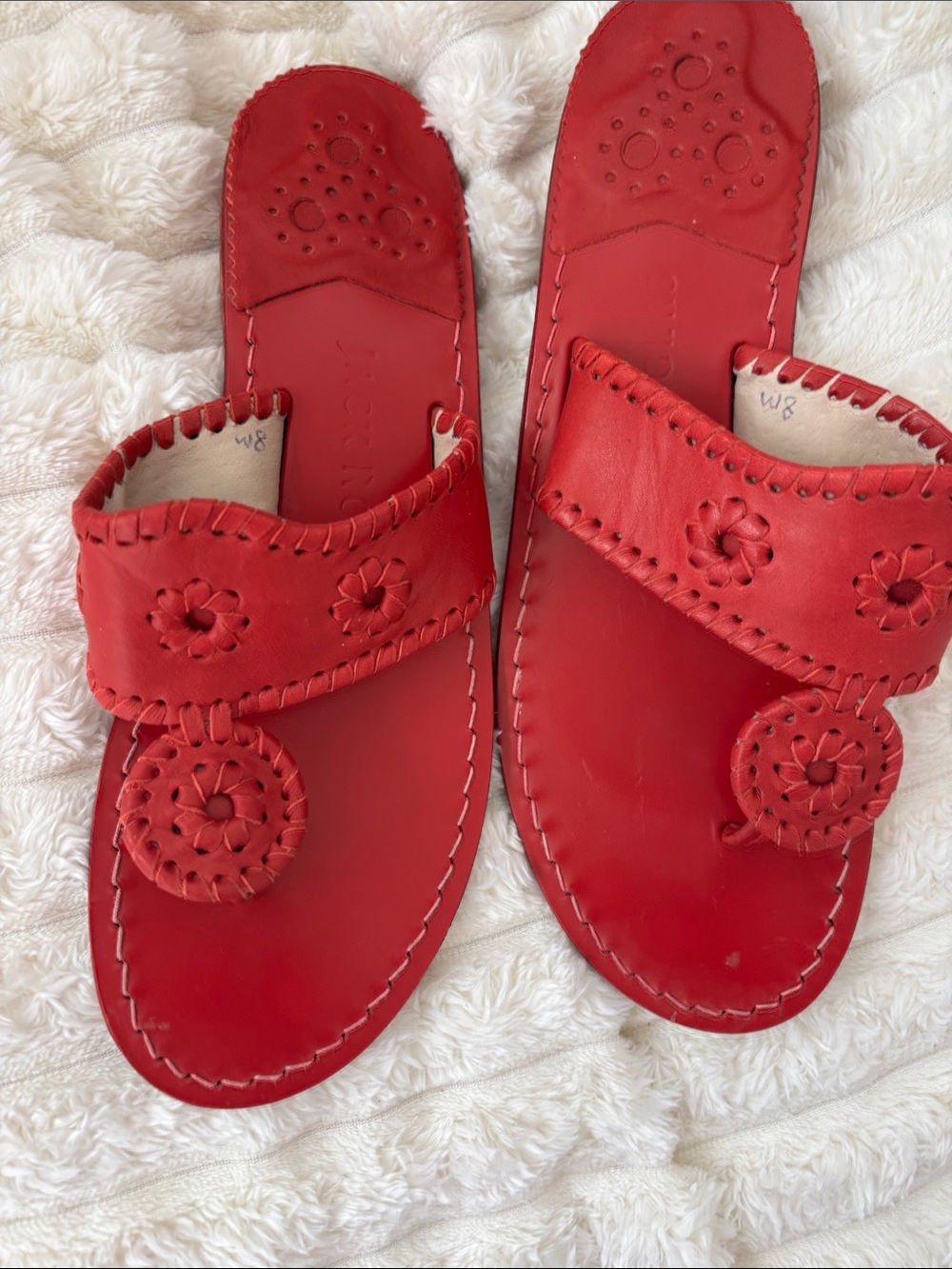 Jack Rogers Red Leather Slide Sandals - Picture 6 of 6